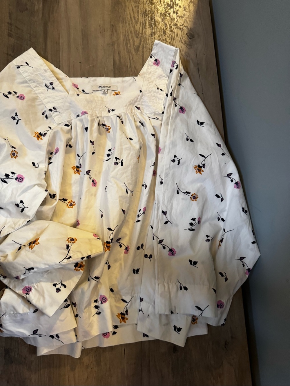 Madewell White Floral Square-Neck Peasant Blouse - Picture 4 of 8